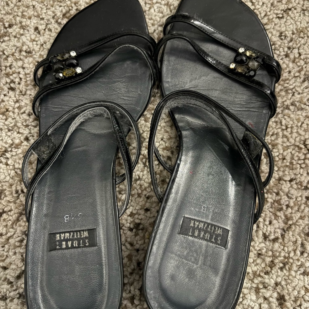WELL WORN Stuart Weitzman Black Strappy Sandals